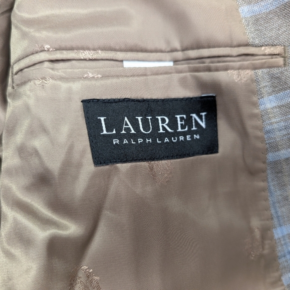 Lauren Ralph Lauren Jacket Mens 50R Gray Blue Plaid Ultraflex Blazer Black Label - Picture 8 of 11